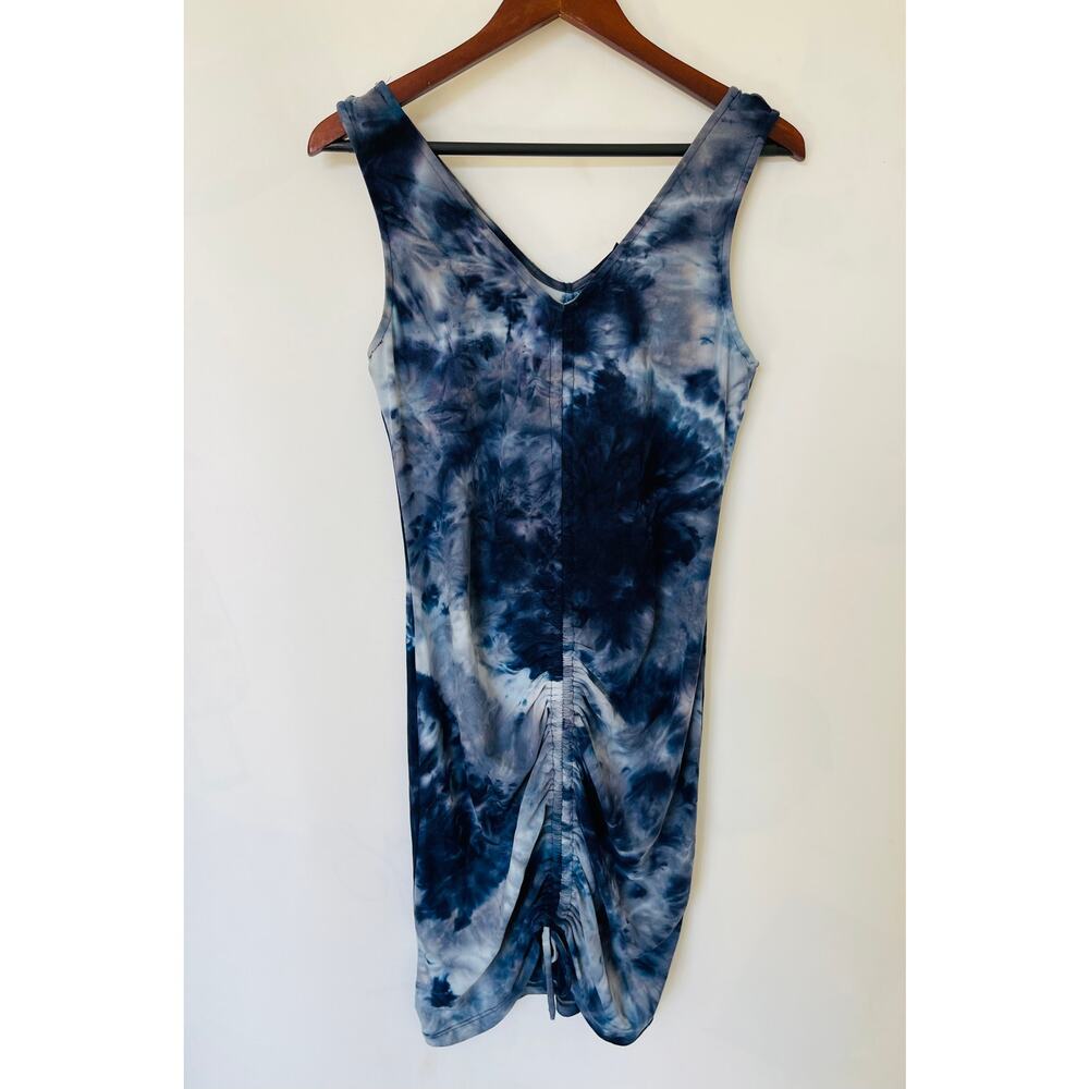 Derek Heart Women's Tie Dye Stretch Polyester Blend Blue Dress Size L